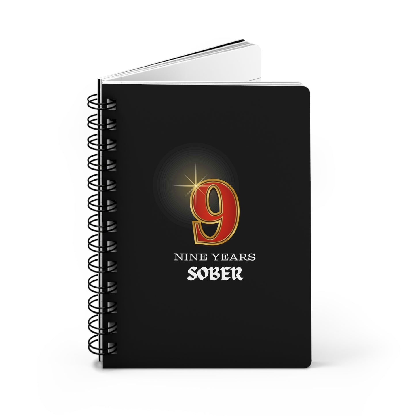 Sober Birthday Journal "Nine Years" Spiral 5 x 7