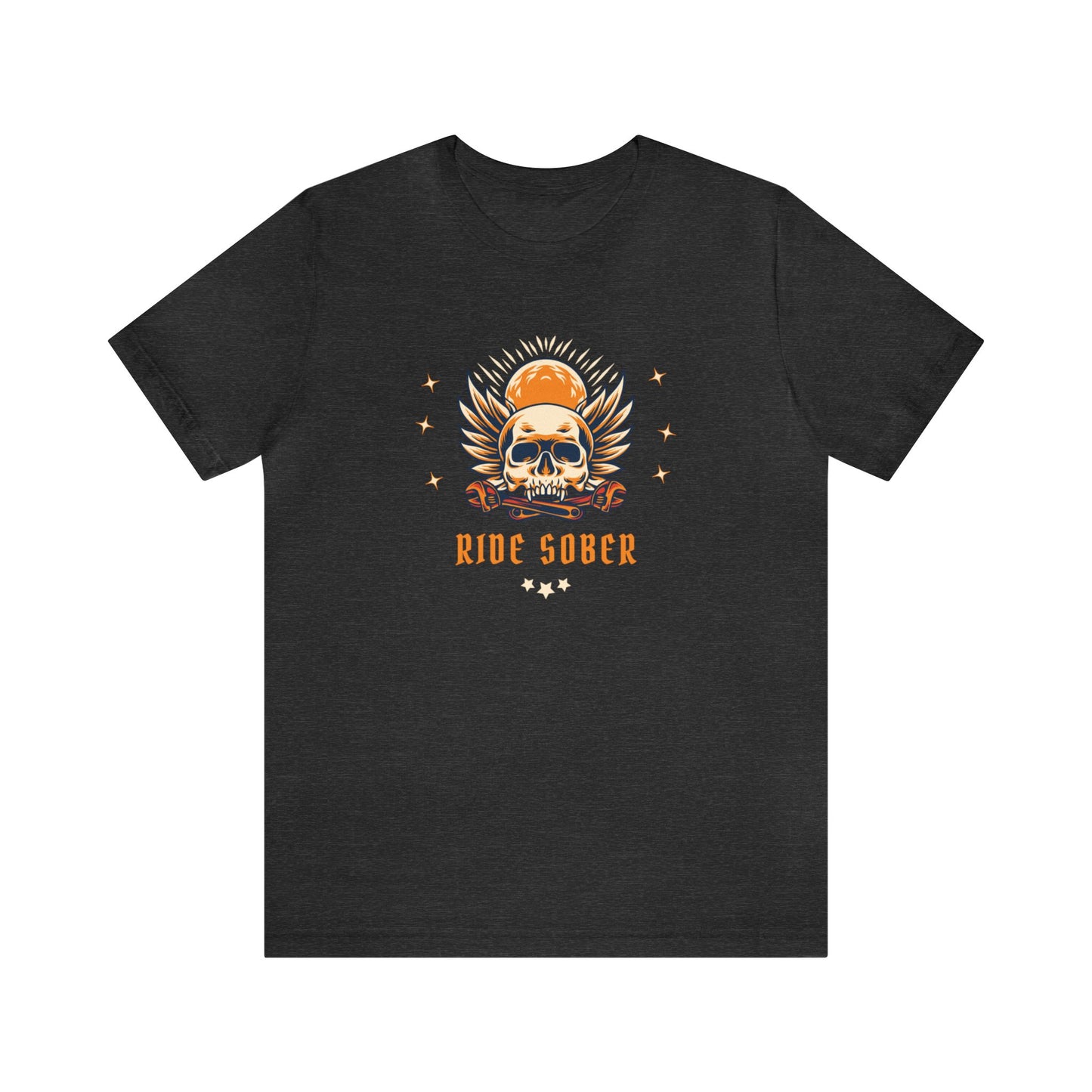 "Ride Sober Orange Skull" Two-Sided Unisex Tee