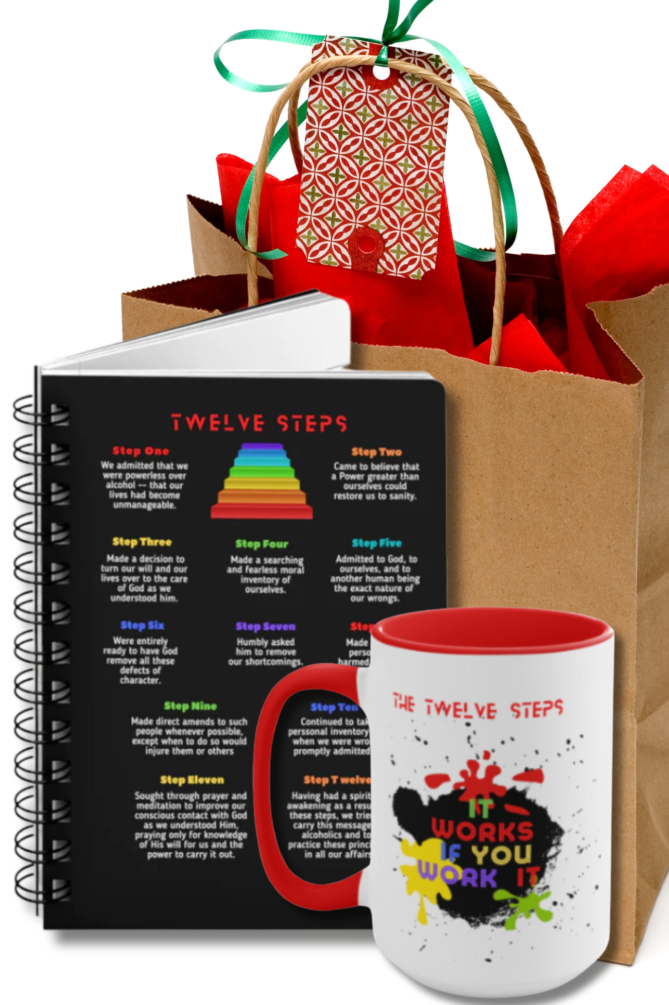 RECOVERY TOOLKIT "It Works If You Work It" 15 oz. Mug w/ Recovery Journal (2 gifts in 1) FREE SHIPPING