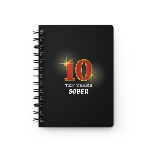 Sober Birthday Journal "Ten Years" Spiral 5 x 7