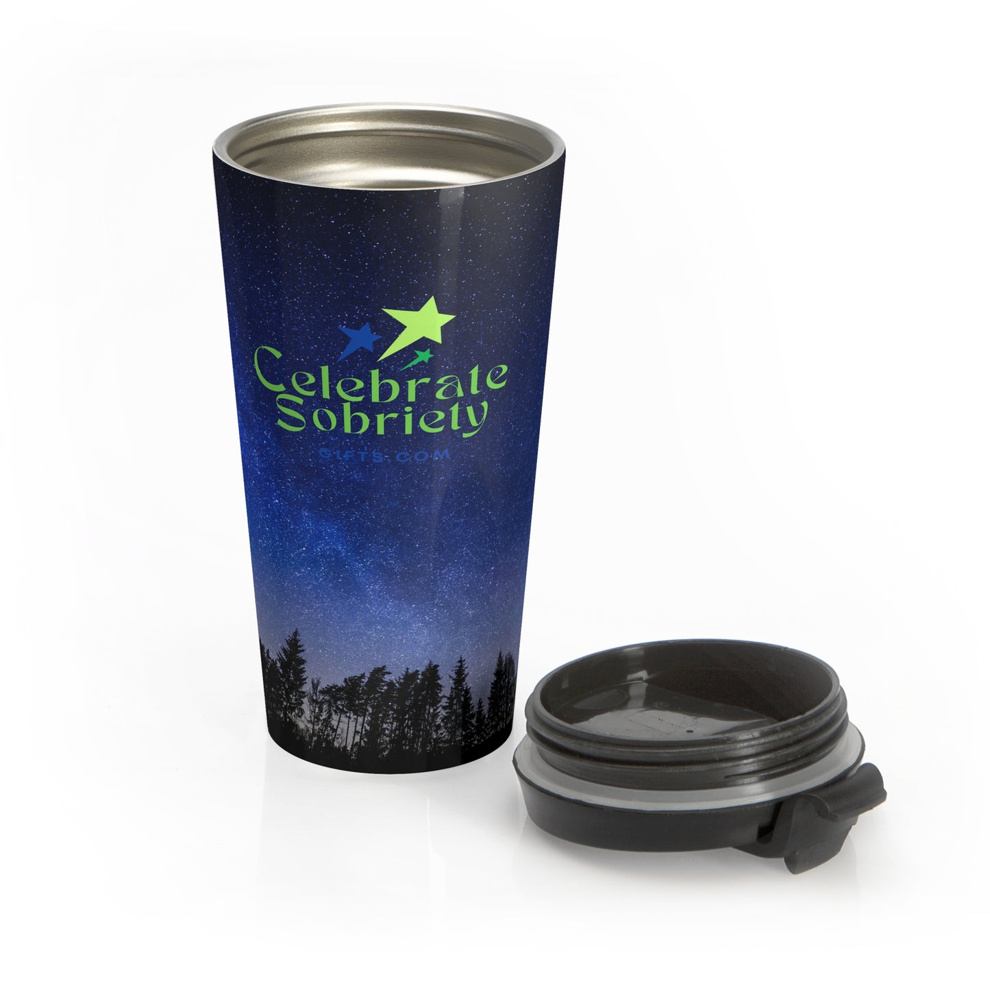 "Celebrate Sobriety" Stainless Steel Travel Mug