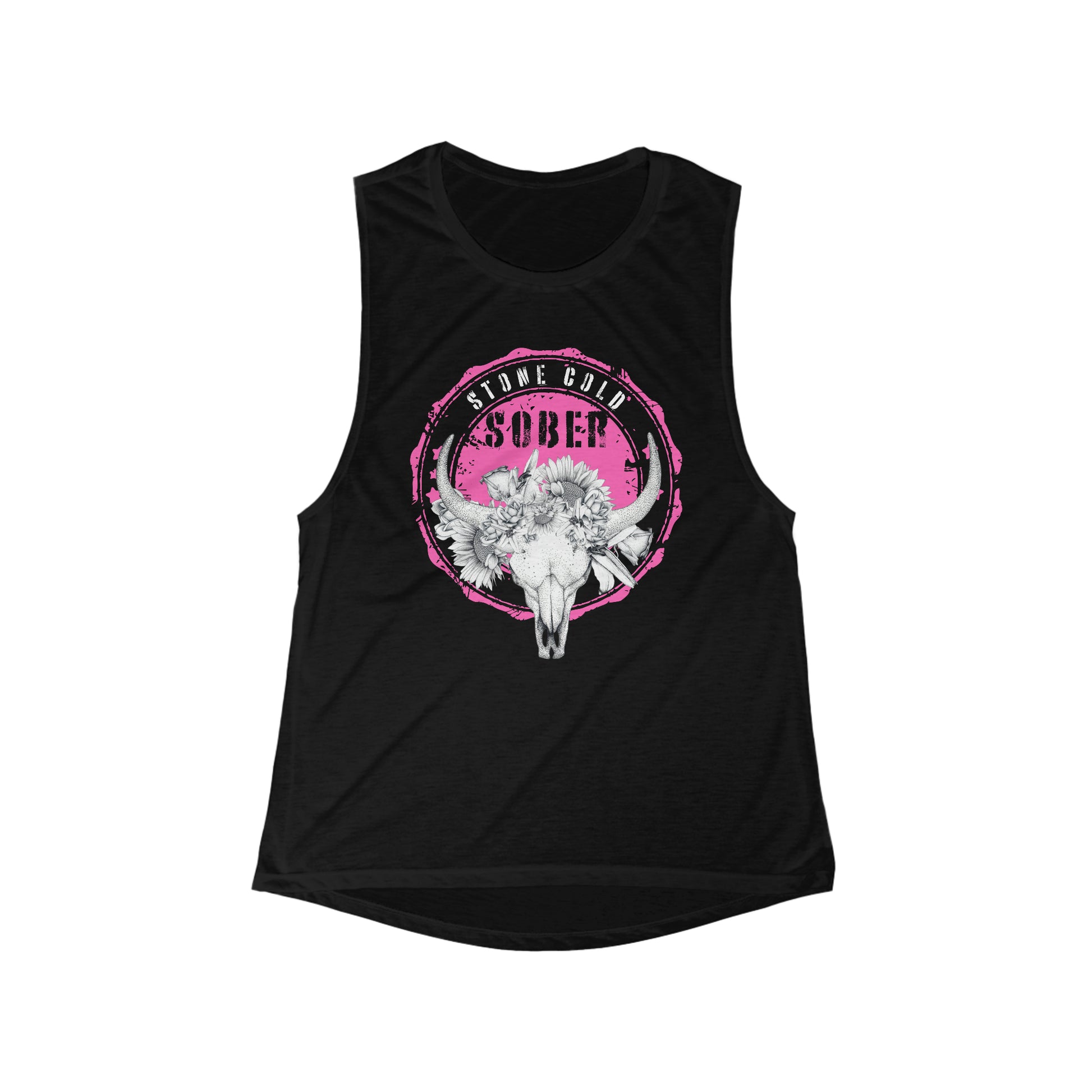"Stone Cold Sober" Women's Flowy Muscle Tank order today from Celebrate Sobriety Gifts.com