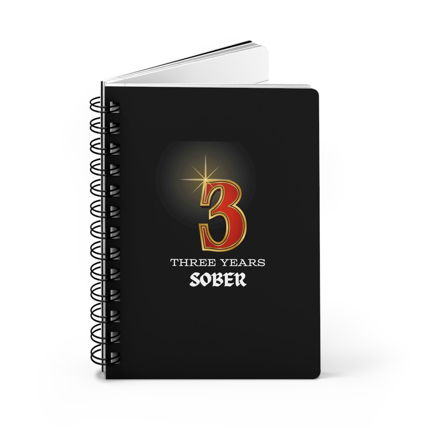 Sober Birthday Journal "Three Years" Spiral 5 x 7
