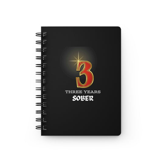Sober Birthday Journal "Three Years" Spiral 5 x 7