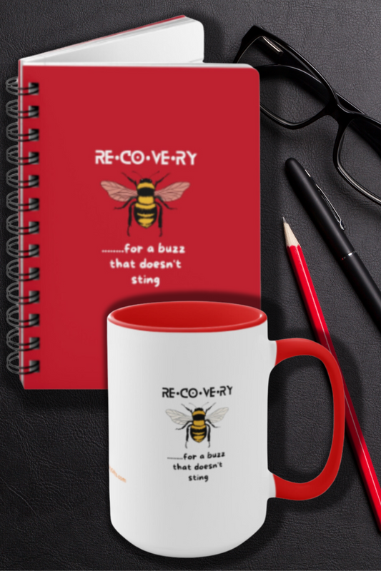 RECOVERY TOOLKIT "Buzz That Doesn't Sting" 15 oz. Mug w/ Recovery Journal  (2 gifts in 1) FREE SHIPPING