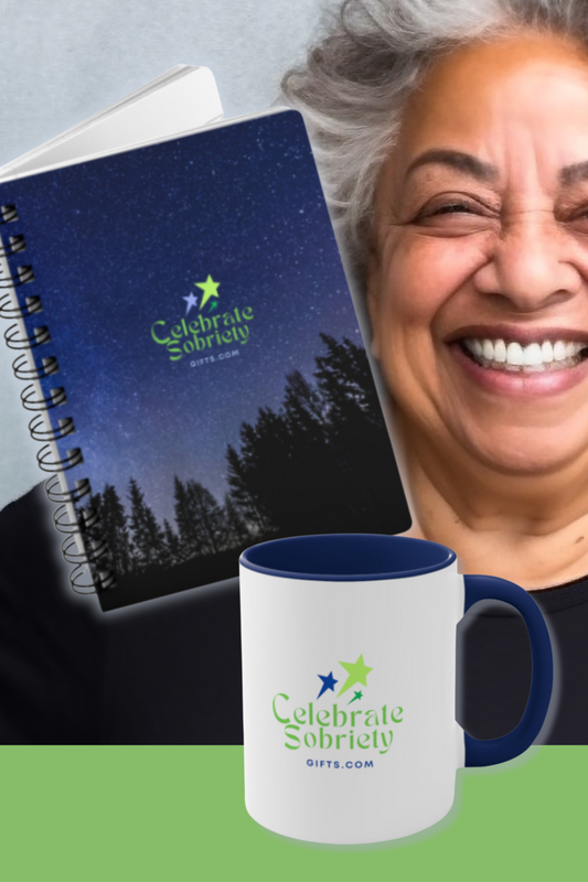 RECOVERY TOOLKIT "Celebrate Your Sobriety" 11 oz. Mug w/ Recovery Journal (2 gifts in 1)