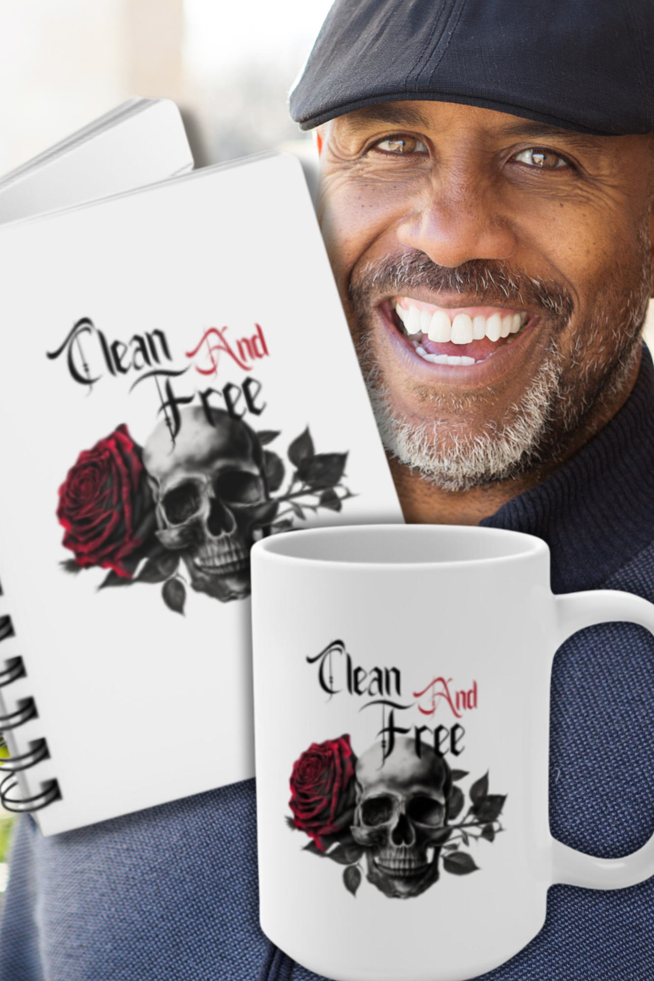 RECOVERY TOOLKIT "Clean And Free" 15 oz. Mug w/ Recovery Journal (2 gifts in 1)