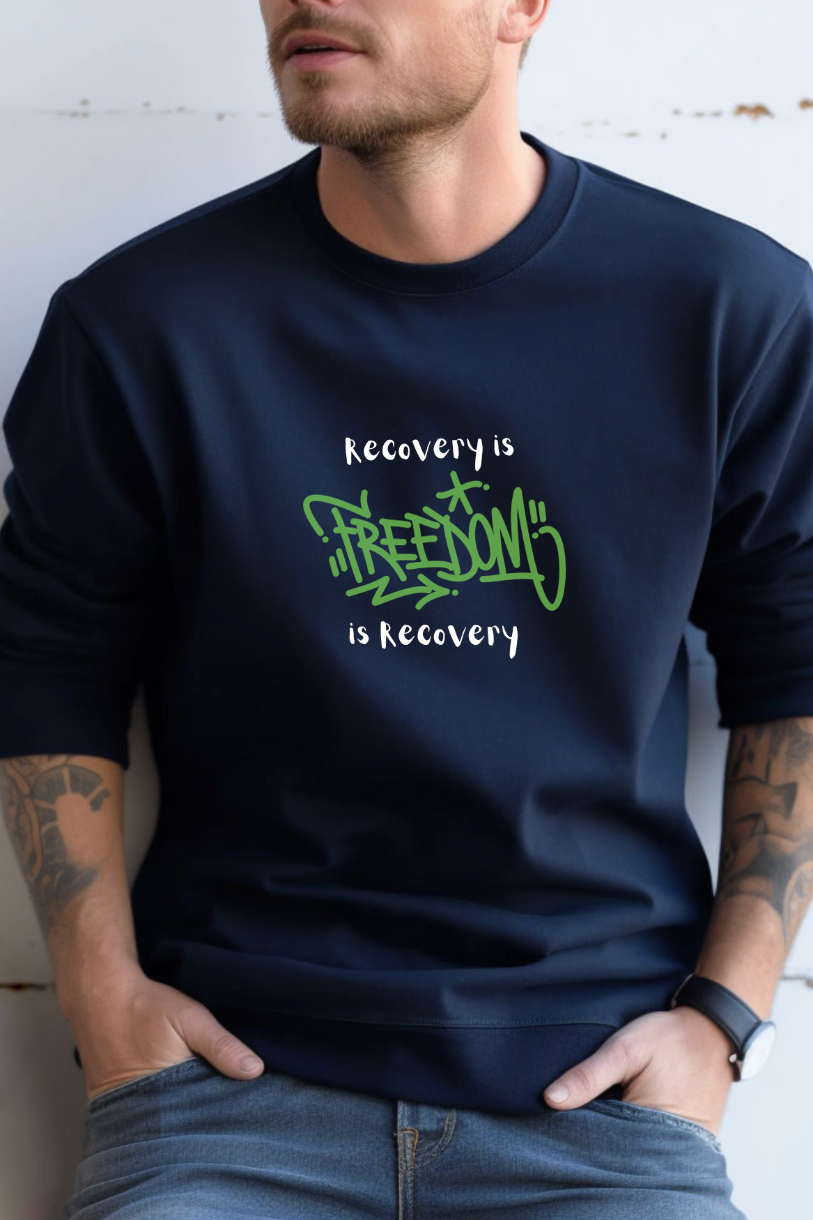 "Recovery is Freedom is Recovery" Crewneck Sweatshirt