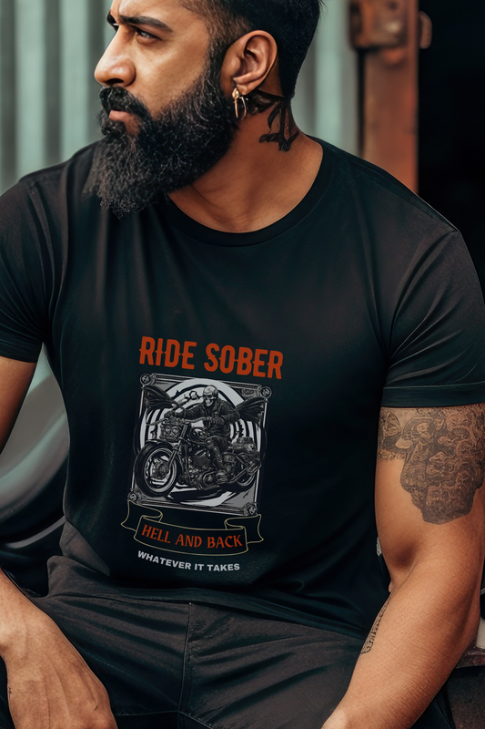 "Ride Sober - Hell And Back" Two-Sided Unisex Tee