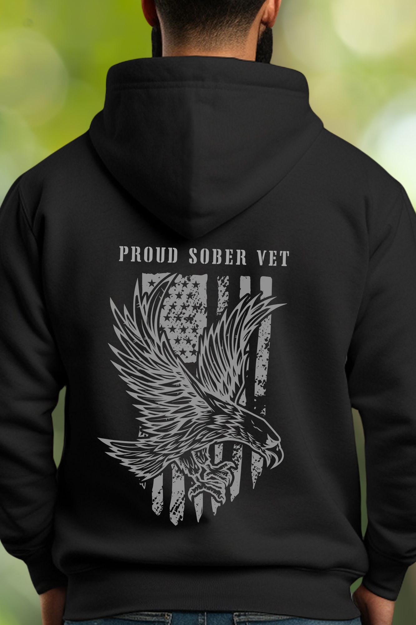 "Sober Vet Eagle" Two-Sided Unisex Hoodie